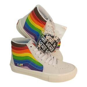 VANS Skate SK8-Hi Pride Women's New w/Tags White Rainbow Sneakers - Size 6